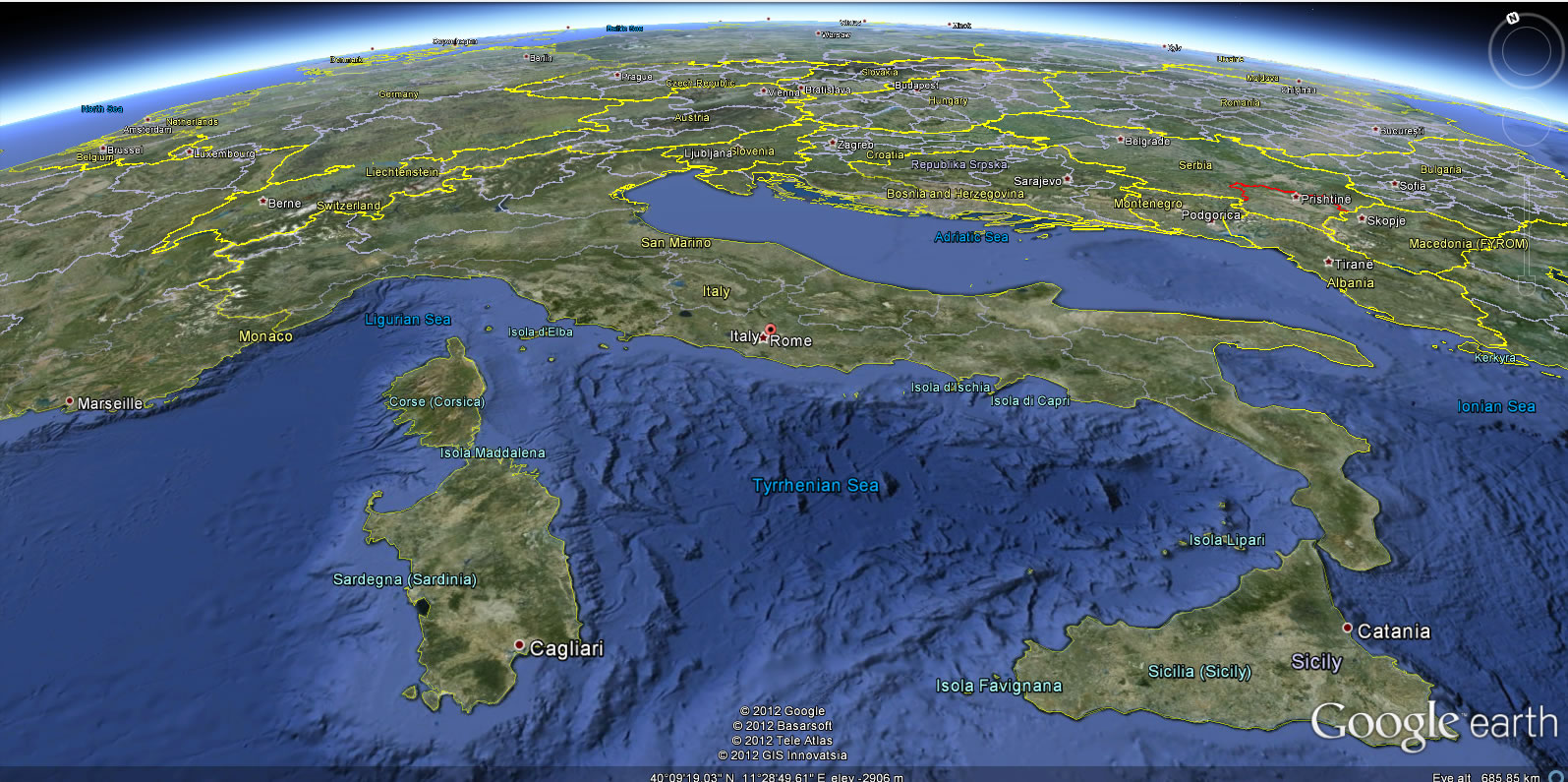 italie terre carte